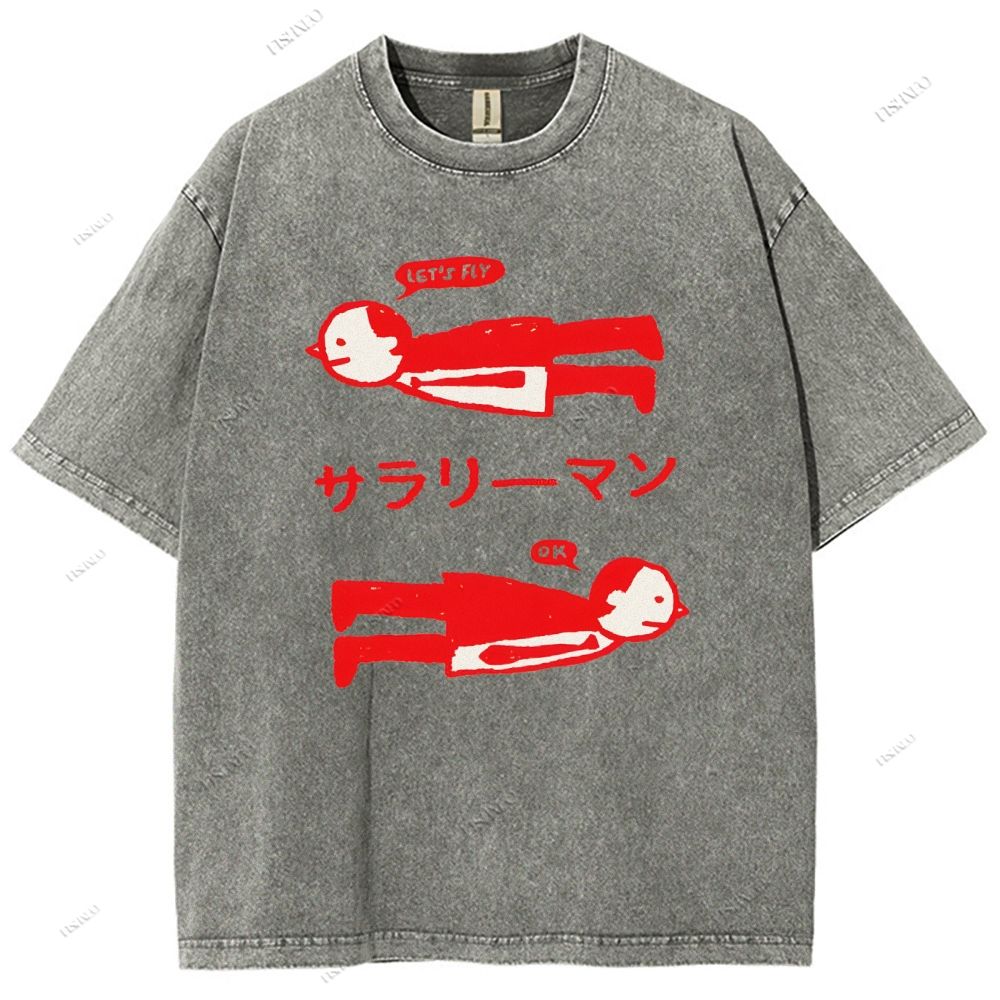 Unisex Artistic Human Body Printed Washed Tee