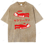 Unisex Artistic Human Body Printed Washed Tee