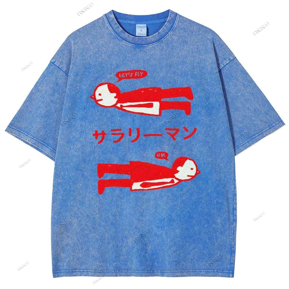 Unisex Artistic Human Body Printed Washed Tee