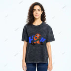 Unisex Japanese Graffiti Printed Washed Tee