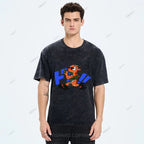 Unisex Japanese Graffiti Printed Washed Tee