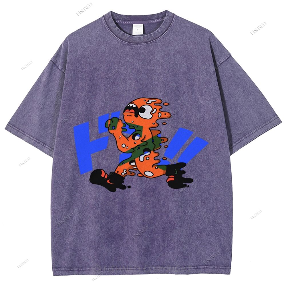 Unisex Japanese Graffiti Printed Washed Tee