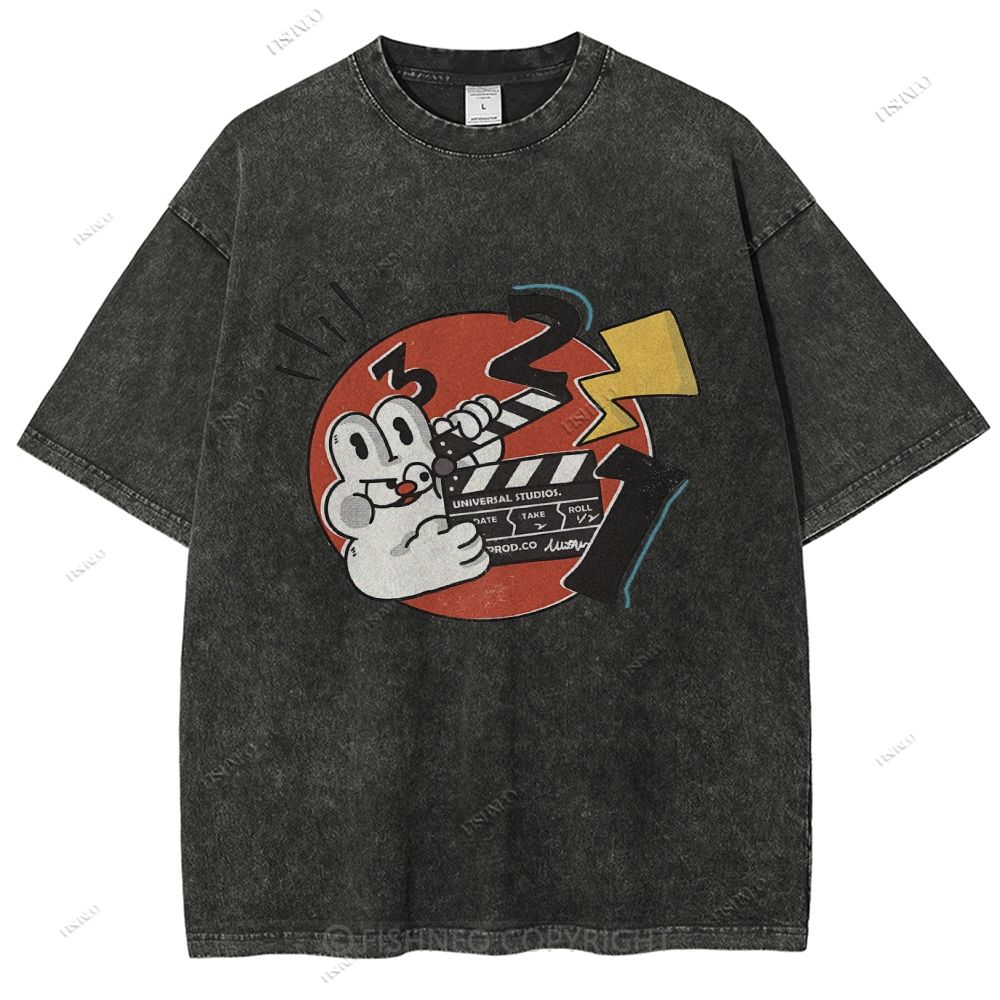 Unisex Rabbit Printed Washed Tee