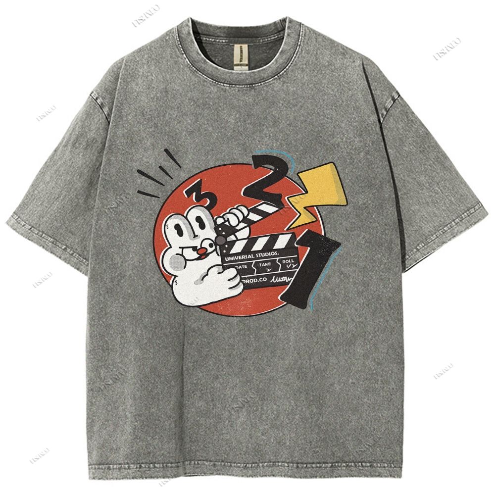Unisex Rabbit Printed Washed Tee