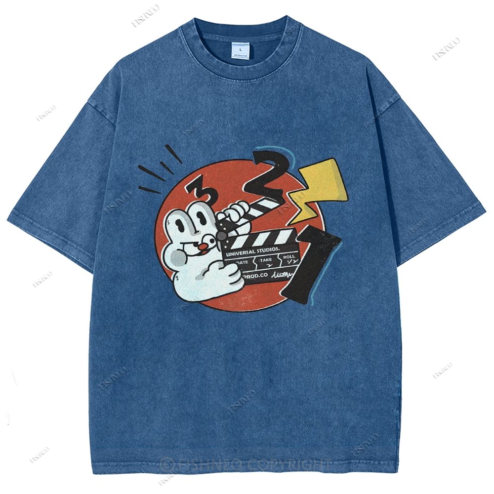 Unisex Rabbit Printed Washed Tee
