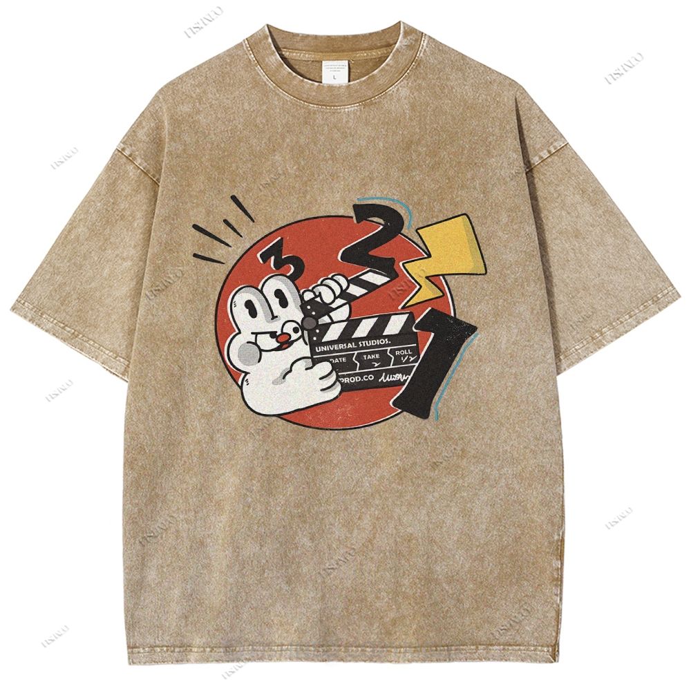 Unisex Rabbit Printed Washed Tee