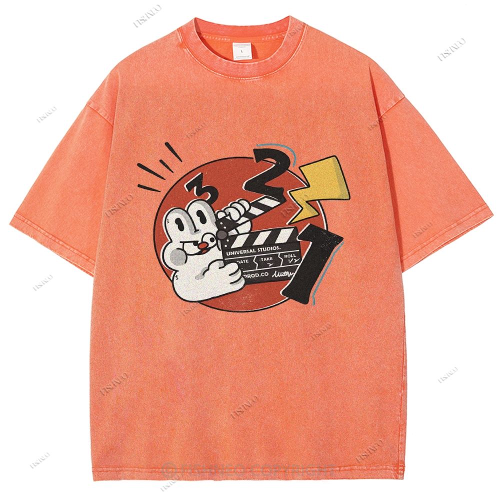 Unisex Rabbit Printed Washed Tee