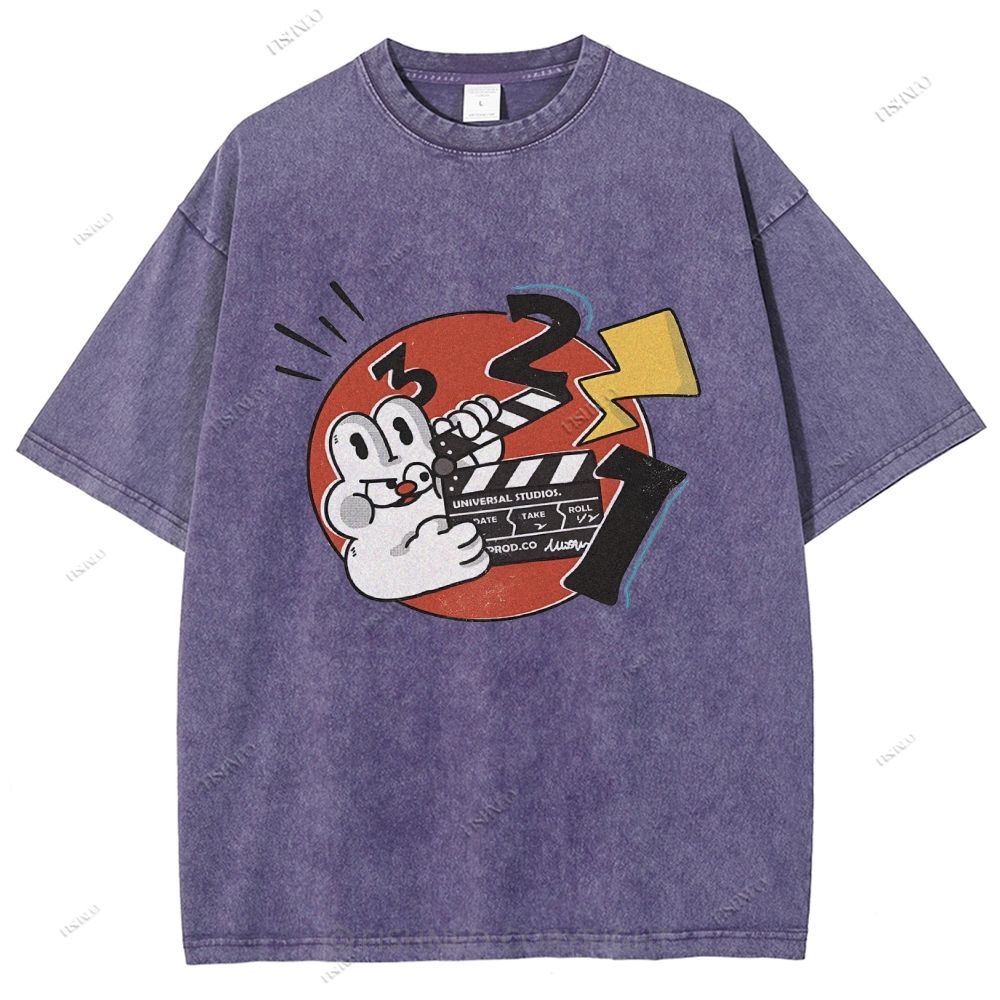 Unisex Rabbit Printed Washed Tee