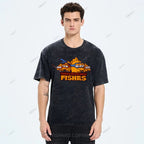 Unisex Three-eyed Fish Printed Washed Tee
