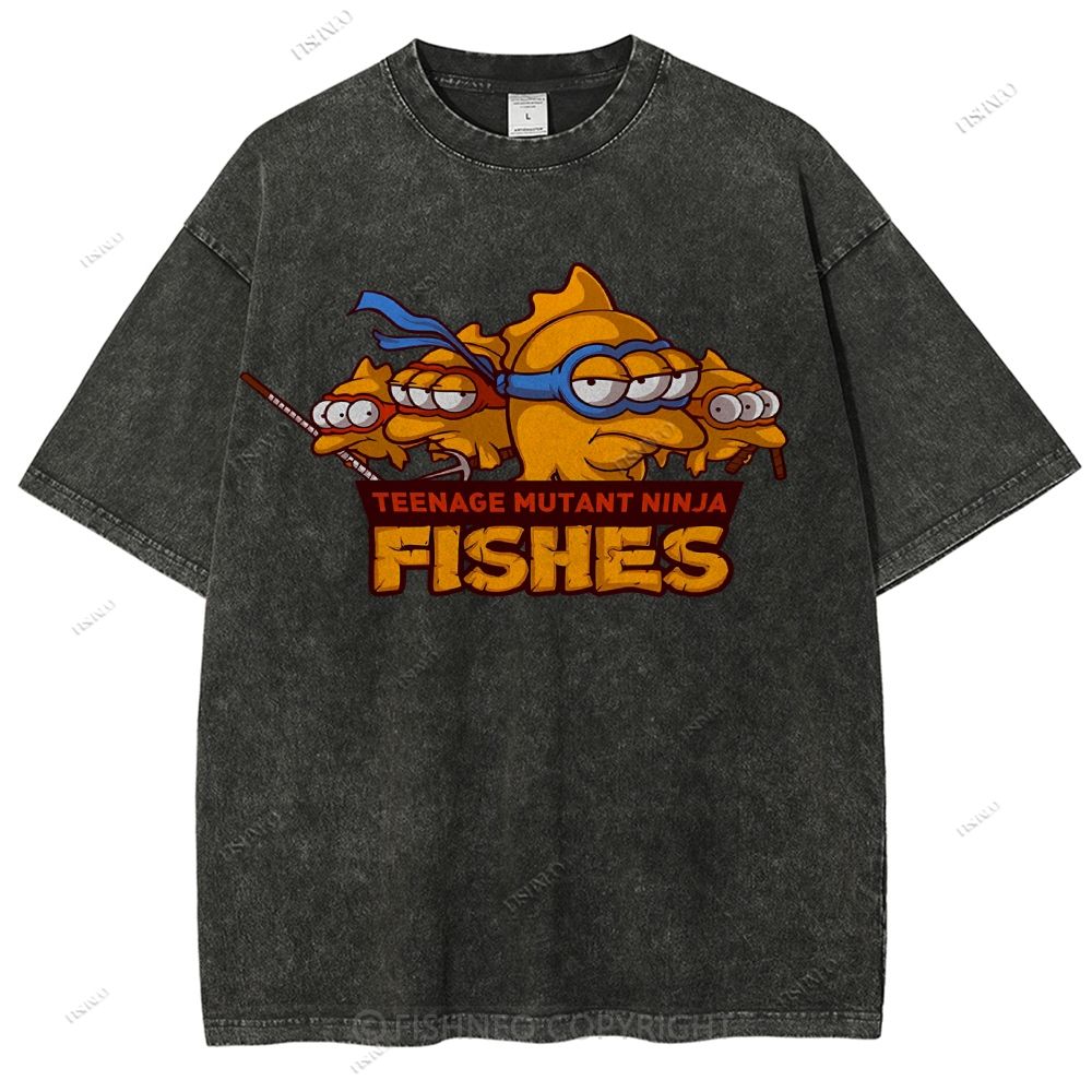Unisex Three-eyed Fish Printed Washed Tee