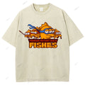 Unisex Three-eyed Fish Printed Washed Tee