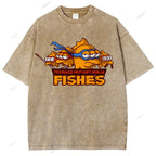 Unisex Three-eyed Fish Printed Washed Tee