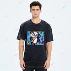 Unisex Panda Printed Washed Tee
