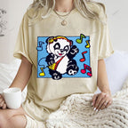 Unisex Panda Printed Washed Tee