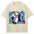 Unisex Panda Printed Washed Tee