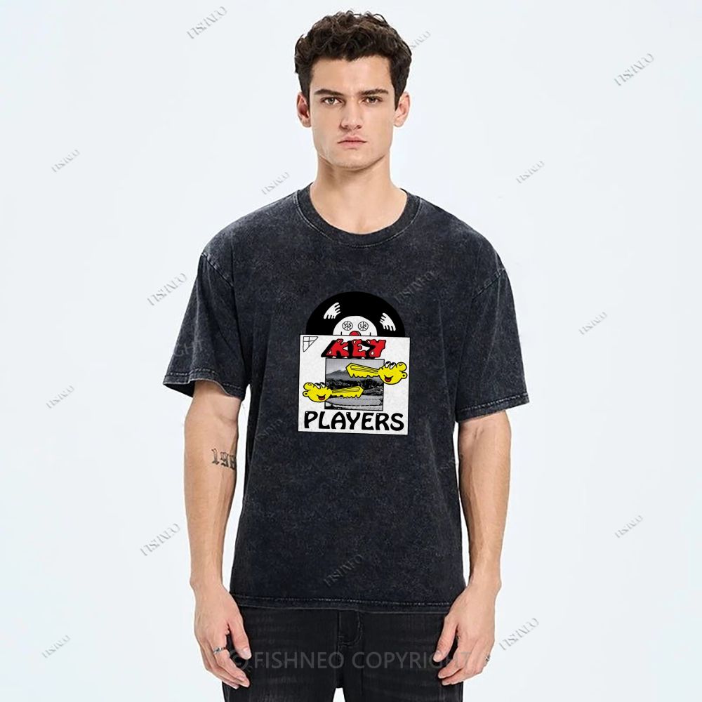 Unisex Vintage Disk Printed Washed Tee