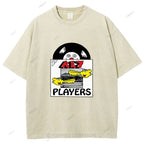 Unisex Vintage Disk Printed Washed Tee