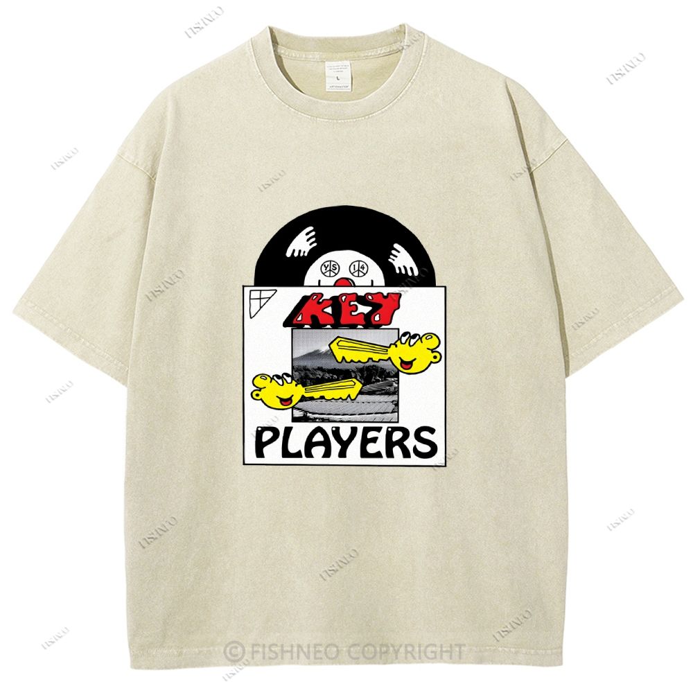 Unisex Vintage Disk Printed Washed Tee