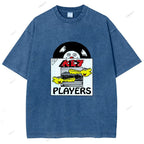 Unisex Vintage Disk Printed Washed Tee