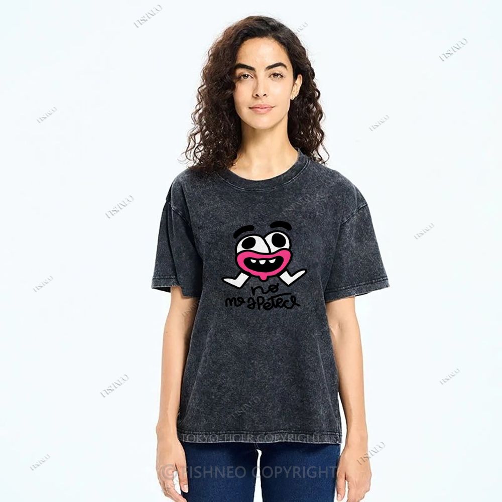 Unisex Funny Graffiti Printed Washed Tee