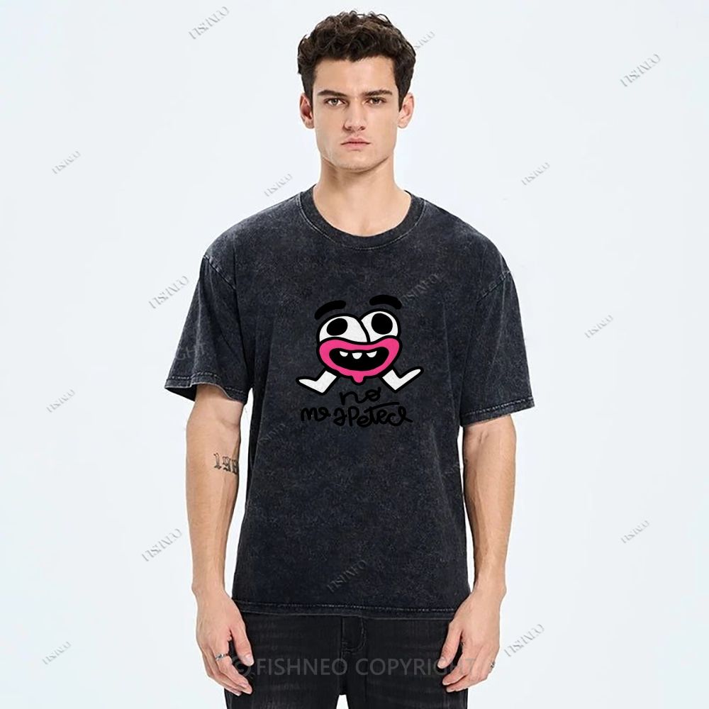 Unisex Funny Graffiti Printed Washed Tee