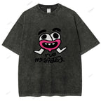 Unisex Funny Graffiti Printed Washed Tee