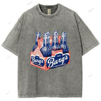 Unisex Vintage Beer Printed Washed Tee