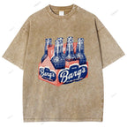 Unisex Vintage Beer Printed Washed Tee