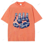 Unisex Vintage Beer Printed Washed Tee