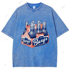 Unisex Vintage Beer Printed Washed Tee