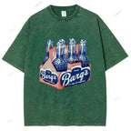 Unisex Vintage Beer Printed Washed Tee