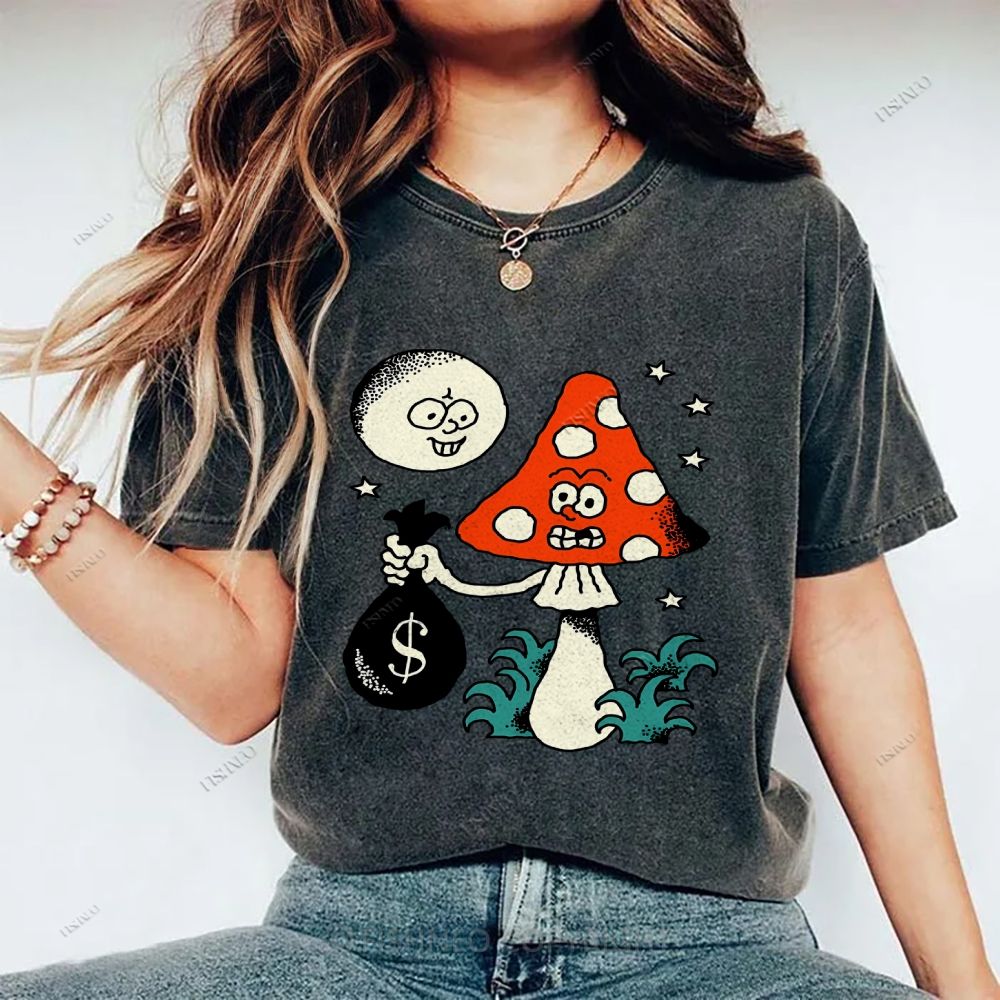 Unisex Vintage Graffiti Printed Washed Tee