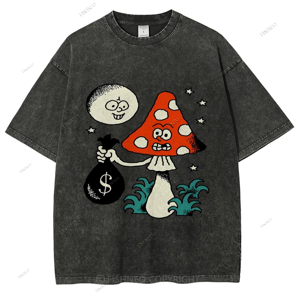 Unisex Vintage Graffiti Printed Washed Tee
