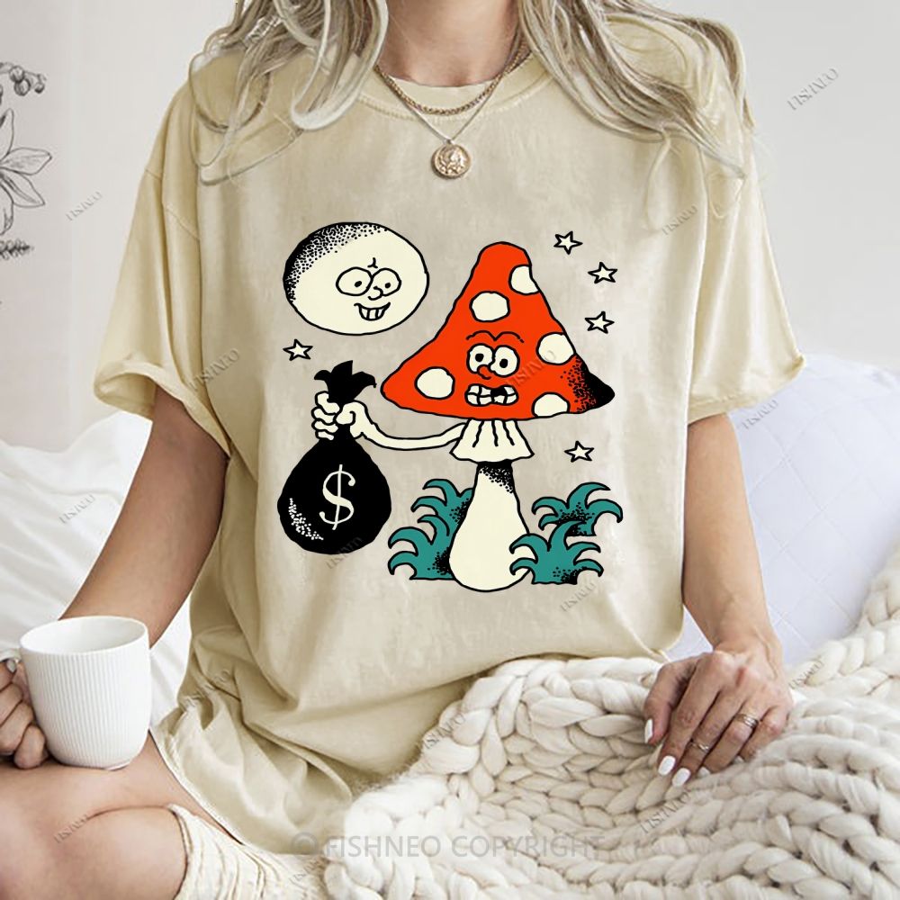 Unisex Vintage Graffiti Printed Washed Tee