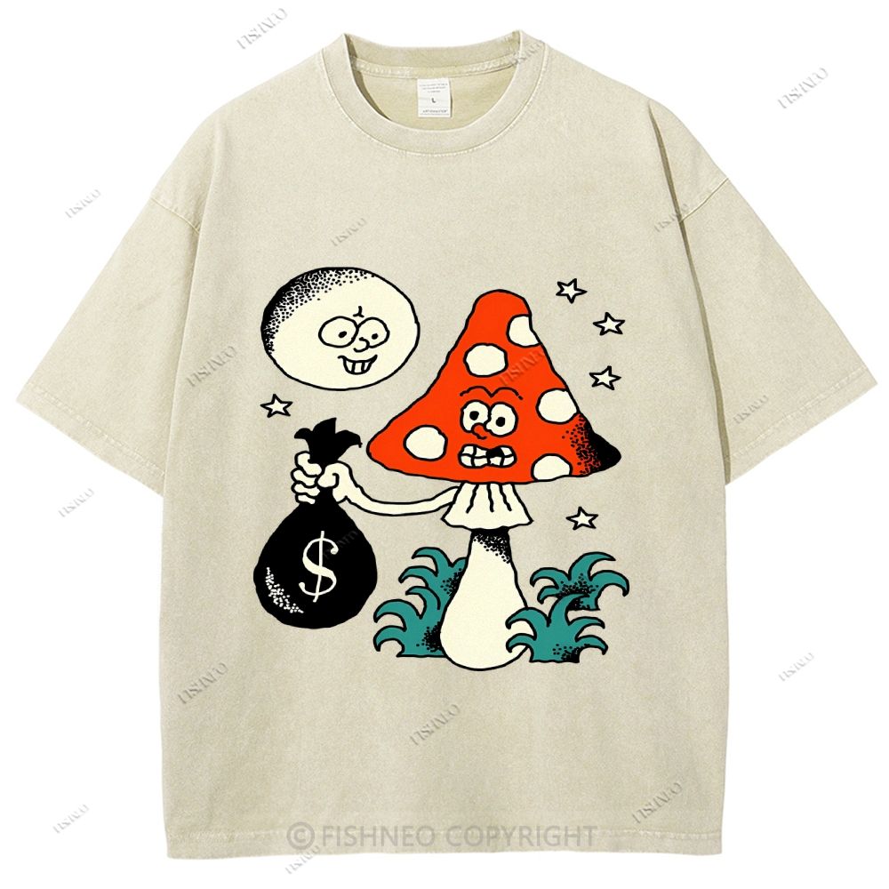Unisex Vintage Graffiti Printed Washed Tee