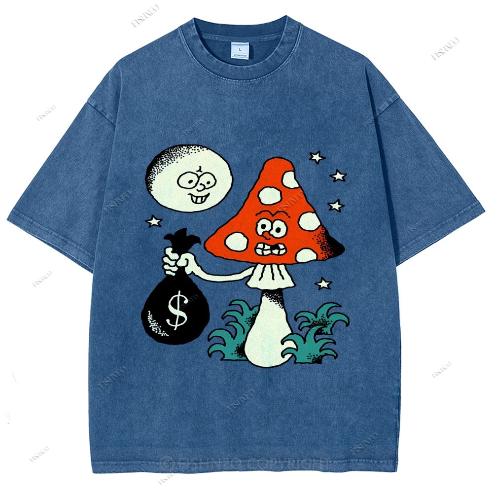 Unisex Vintage Graffiti Printed Washed Tee