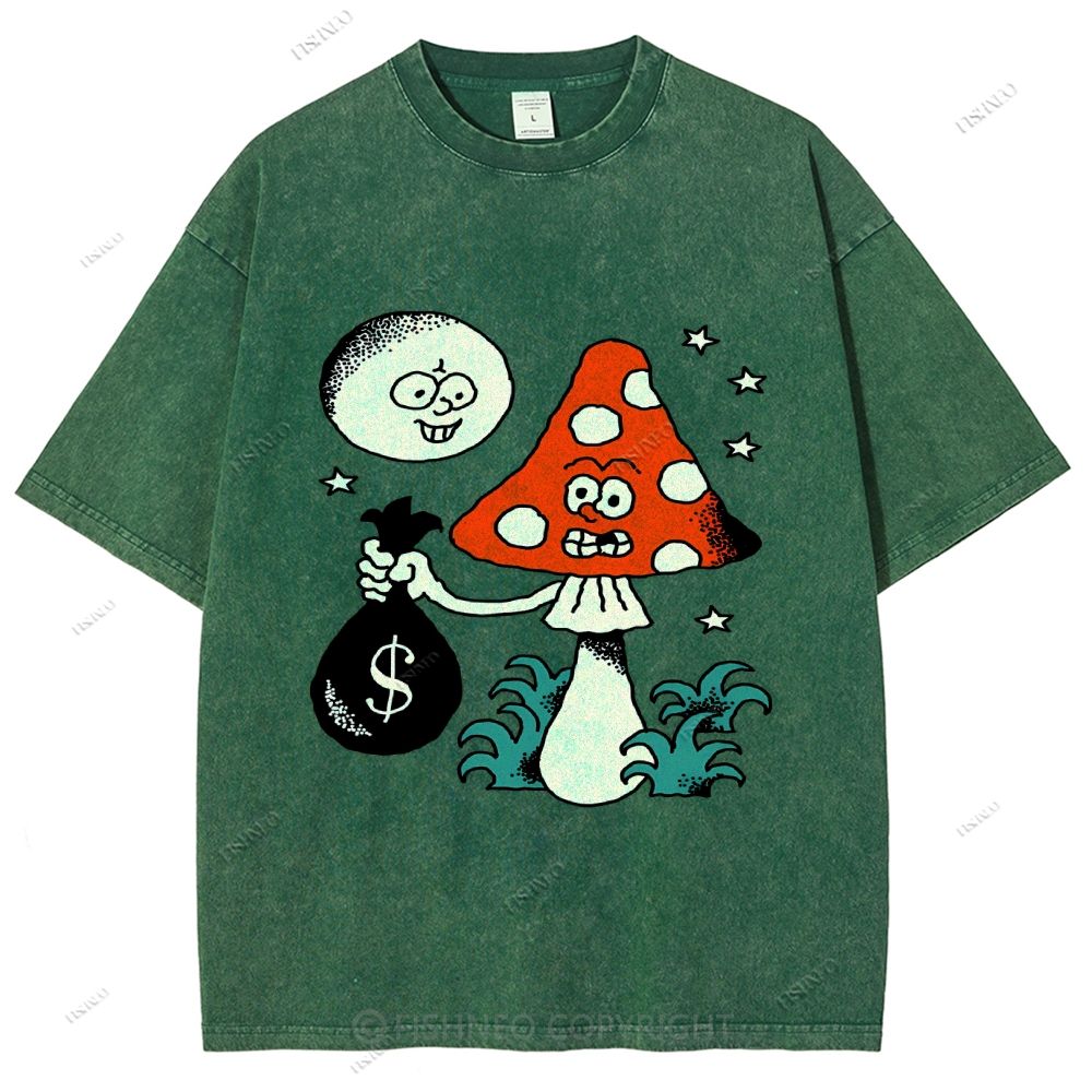 Unisex Vintage Graffiti Printed Washed Tee
