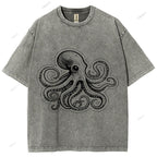 Unisex Octopus Printed Washed Tee