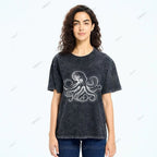 Unisex Octopus Printed Washed Tee
