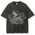 Unisex Octopus Printed Washed Tee
