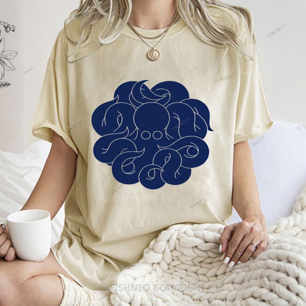 Unisex Octopus Printed Washed Tee