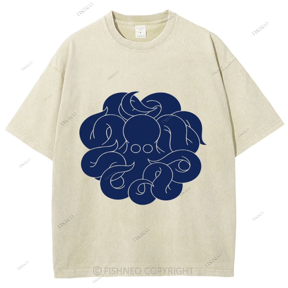 Unisex Octopus Printed Washed Tee