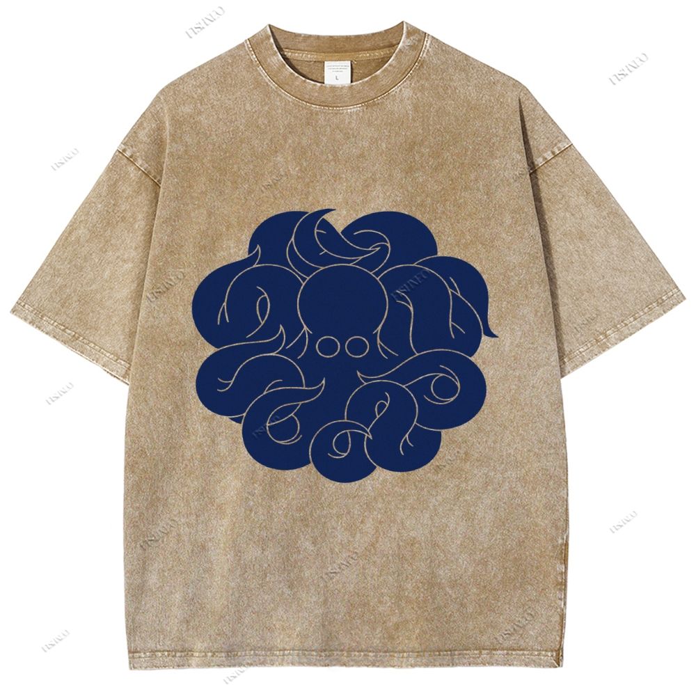 Unisex Octopus Printed Washed Tee