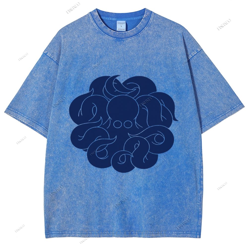 Unisex Octopus Printed Washed Tee