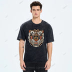 Unisex Cat Tiger Printed Washed Tee