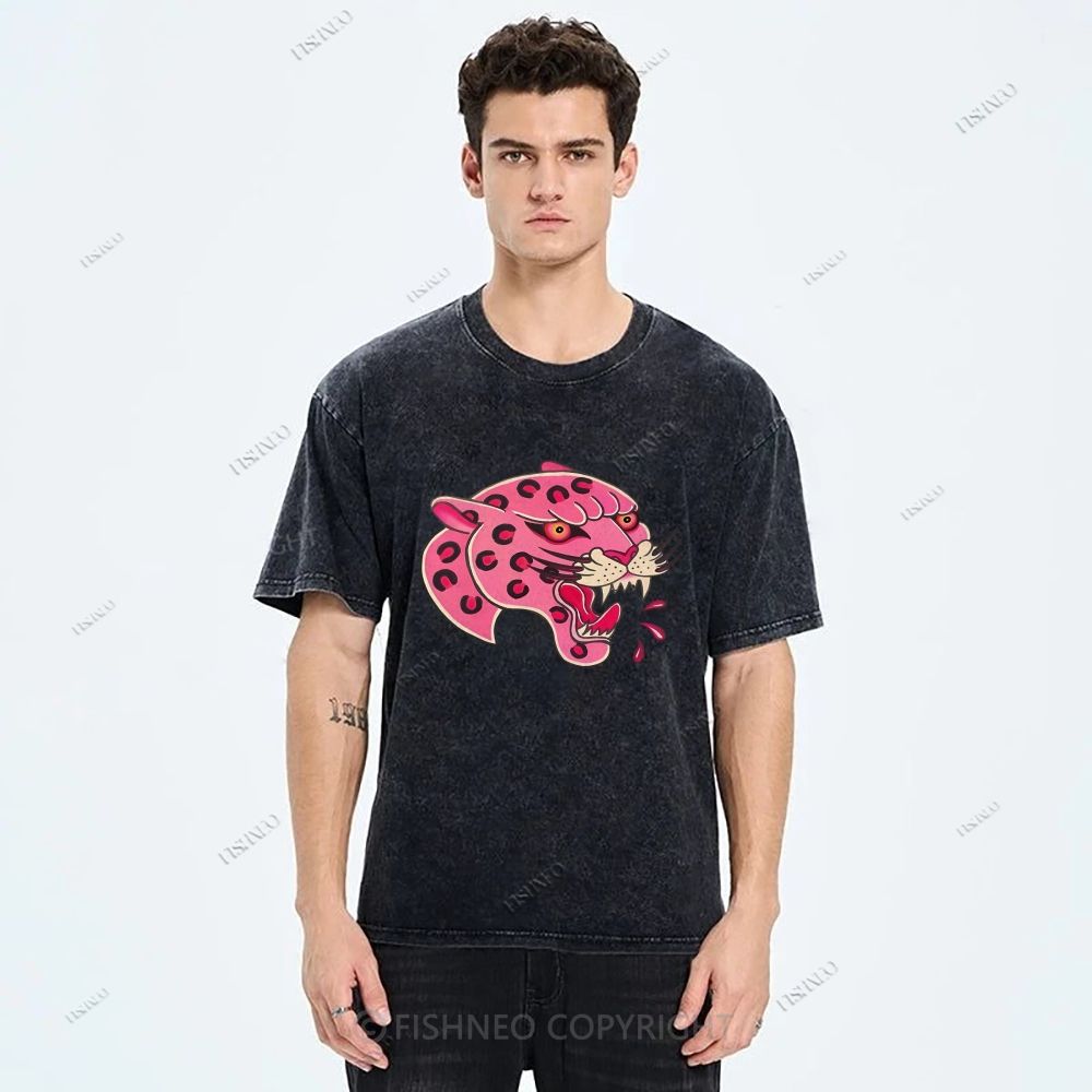Unisex Leopard Printed Washed Tee