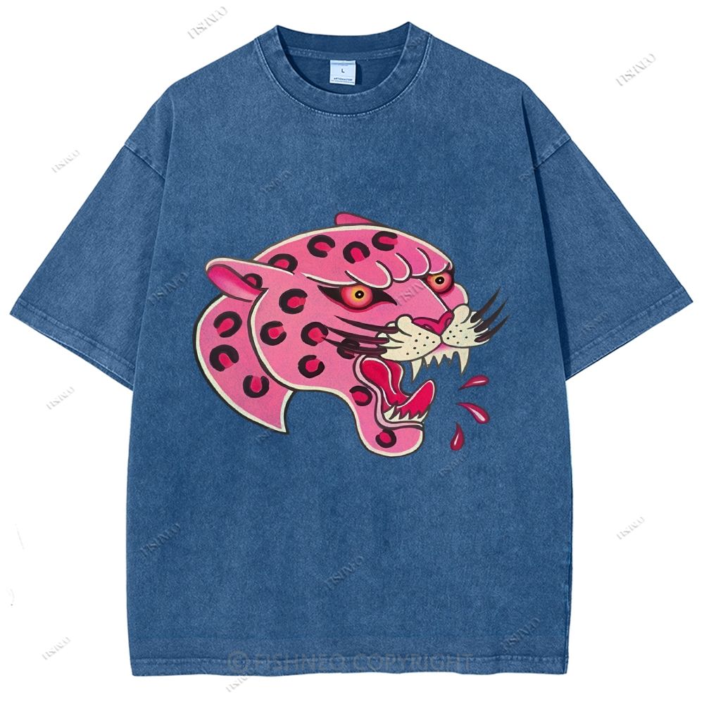 Unisex Leopard Printed Washed Tee