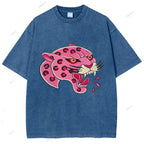Unisex Leopard Printed Washed Tee