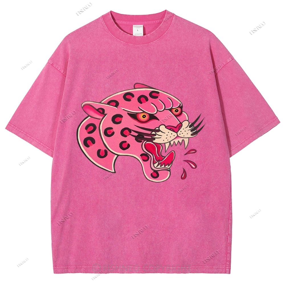 Unisex Leopard Printed Washed Tee