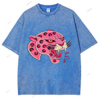 Unisex Leopard Printed Washed Tee